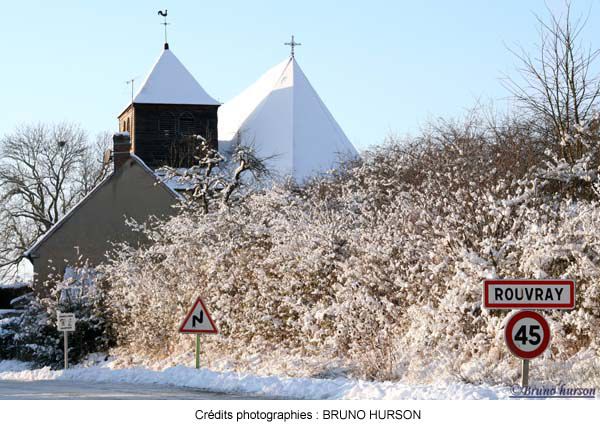 L'église de Rouvray sous la neige